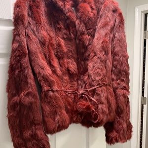 Burgundy Fox Fur Jacket